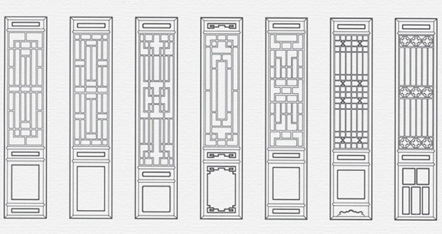 大安镇常用中式仿古花窗图案隔断设计图